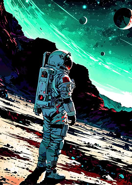 Astronaut on Alien Planet Illustration