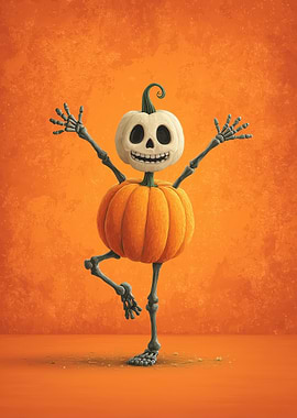 Halloween Pumpkin Skeleton