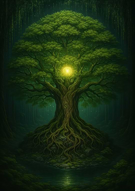 Mystical Tree of Life in Forest