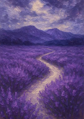Lavender Field Path Painting