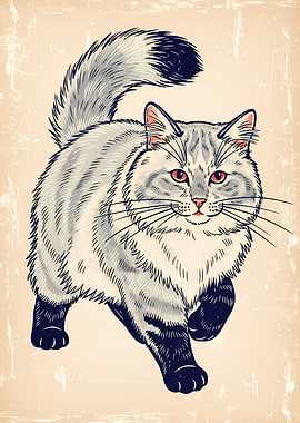 Vintage Cat Illustration