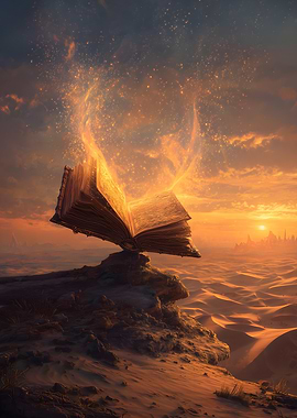Magical Book in Desert Landscape