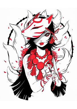 Fox Spirit Girl with Mask