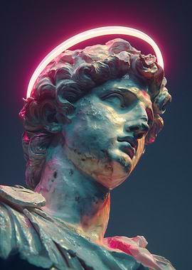 Neon Halo Statue
