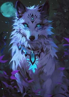 Mystical Wolf Glowing Amulet