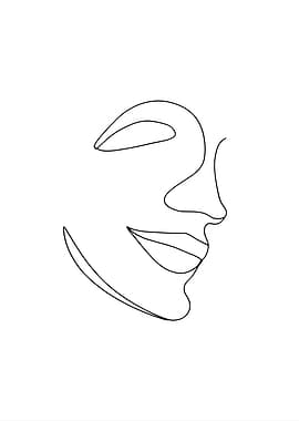 Minimalist Line Art Fantasy Face Profile