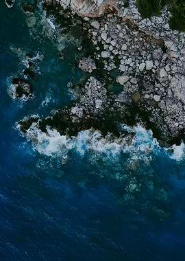 Rocky Coastline Aerial View