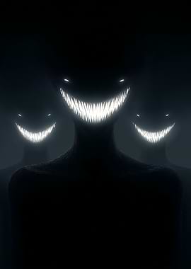 Eerie Smiling Figures in the Dark