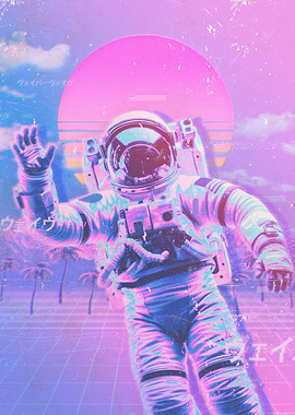 Astronaut in Vaporwave Aesthetic