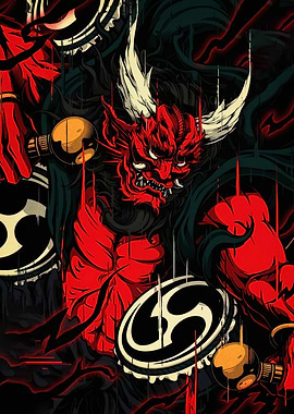 Red Oni Drummer Illustration