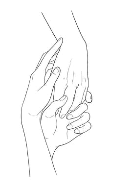 Hands Holding Minimalist Line Art