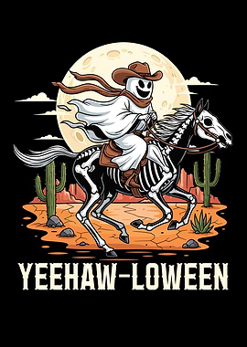 Yeehaw-loween: Ghost Cowboy on Skeleton Horse