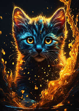 Glowing Cat Portrait