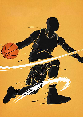 Basketball Player Silhouette with Motion Trails
