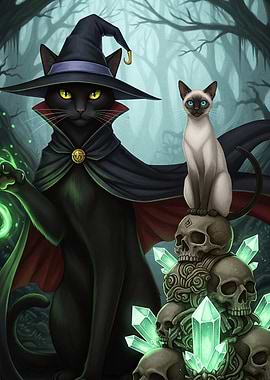 Witch Cats Skulls Animal