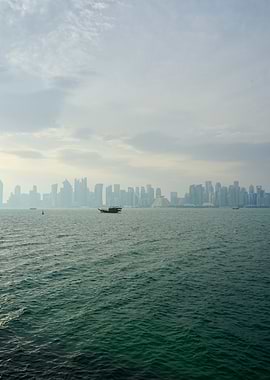 Doha skyline from the sea