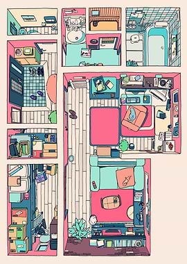 Apartment Floor Plan Illustration