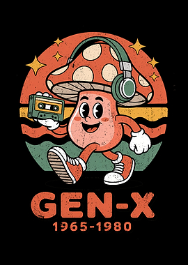 Gen-X Mushroom Retro Cartoon