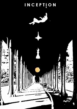 Inception Movie Poster Black and White