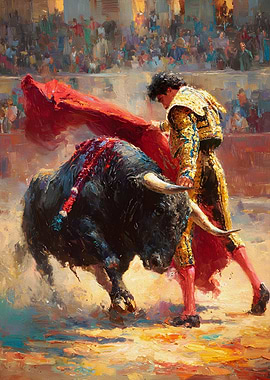 Matador and Bull Corrida Bullfighting