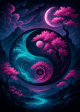 Yin Yang with Cherry Blossoms