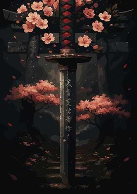 Katana and Cherry Blossoms