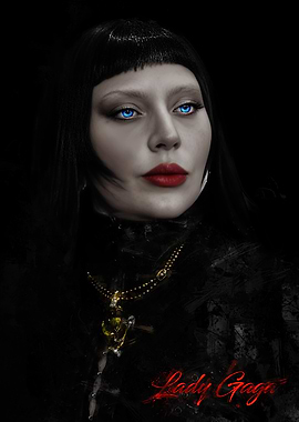 Lady Gaga Portrait with Blue Eyes