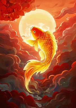 Golden Koi Fish Clouds