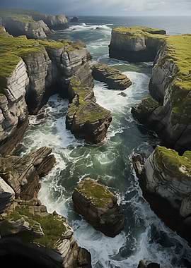Coastal Cliffs and Ocean Waves