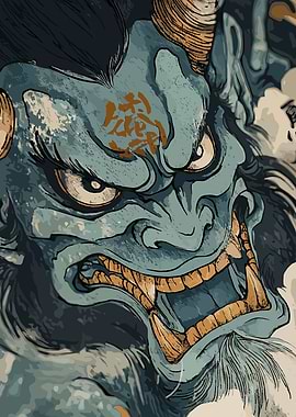 Japanese Oni Mask Illustration