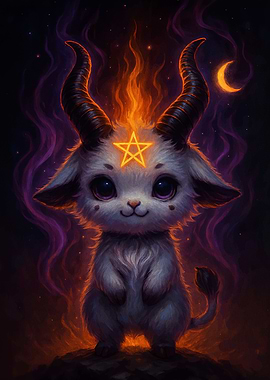 Cute Baphomet Star Flames