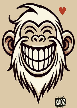 Happy Monkey Cartoon Illustration