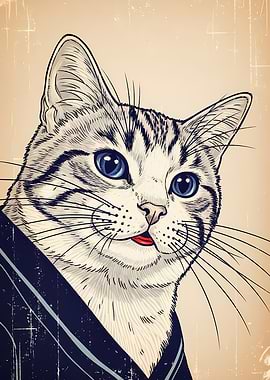 Cat in Suit Illustration