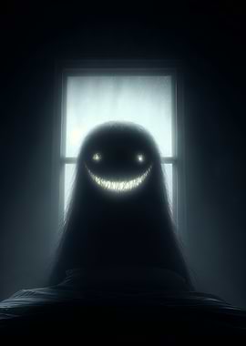 Creepy Smiling Figure by Window