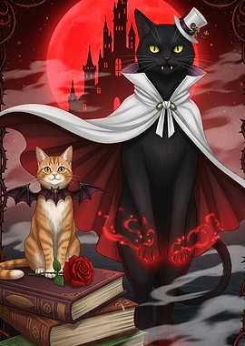 Vampire Cats Castle Moon