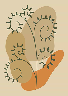 Abstract Floral Art with Neutral Tones