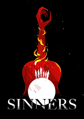 Sinners Fiery Guitar and Silhouettes