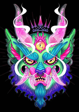 Colorful Monster Head with Crown