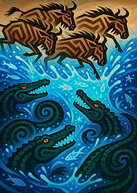 Wildebeest Migration Crocodile River Crossing