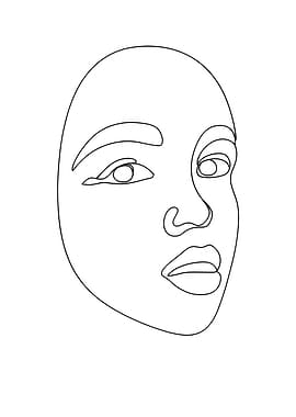 Minimalist Line Art Masked Woman