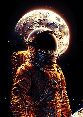 Cosmic Explorer - Astronaut Under the Moonlight