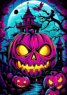 Halloween Night Purple Pumpkins