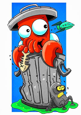 Futurama characters in a cartoon style