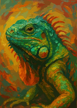 Iguana Portrait Painting Art