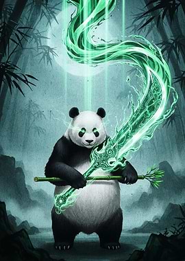 Panda Warrior with Glowing Sword