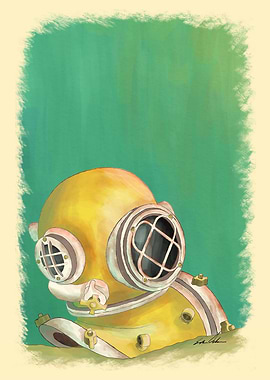 Vintage Diving Helmet Illustration