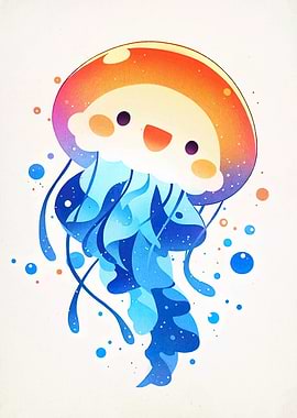 Cute Cartoon Jellyfish Illustration