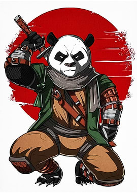 Panda Ninja Warrior with Katana