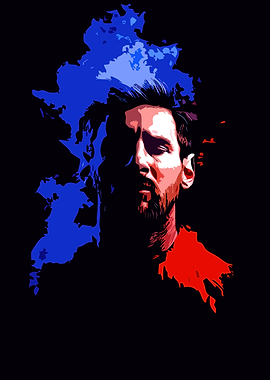 Lionel Messi Portrait with Blue and Red