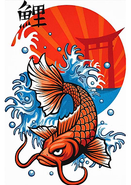 Koi Fish with Torii Gate